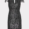 Little Black Dresses-MILLY Shayna Foiled Lace Dress Black