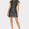 Little Black Dresses-MILLY Shayna Foiled Lace Dress Black