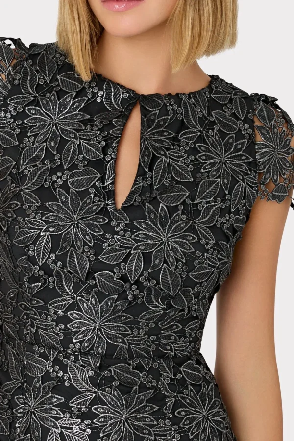 Little Black Dresses-MILLY Shayna Foiled Lace Dress Black