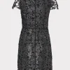 Little Black Dresses-MILLY Shayna Foiled Lace Dress Black