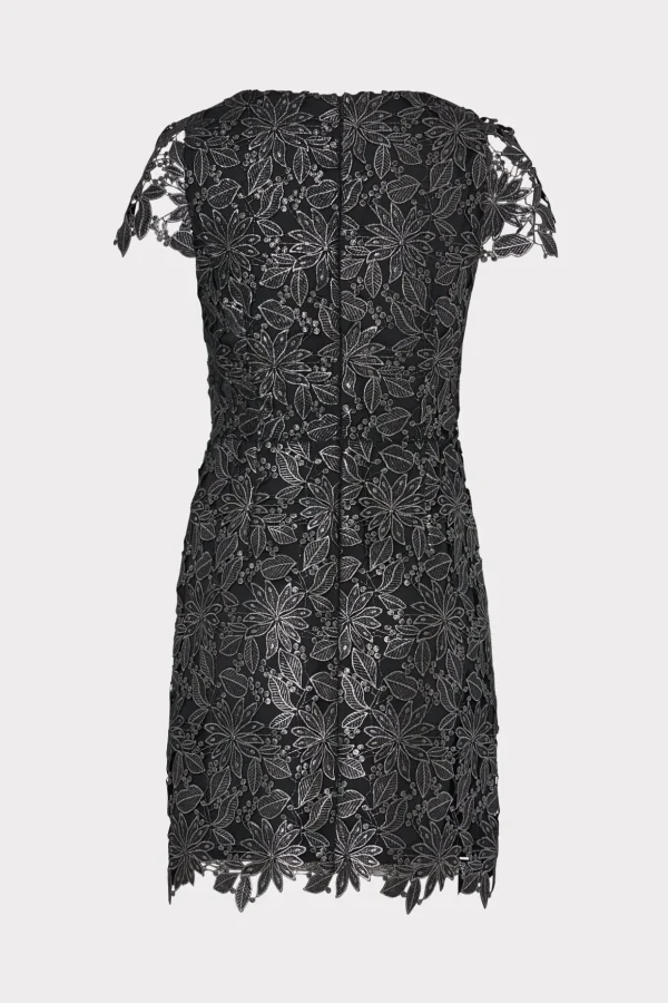Little Black Dresses-MILLY Shayna Foiled Lace Dress Black