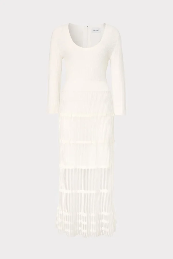 sheer_knit_fit_and_flare__0.webp Jumpsuits & Rompers-MILLY Sheer Knit Fit And Flare Dress Ecru