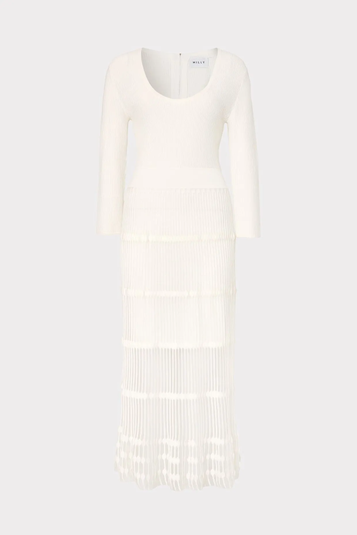 Jumpsuits & Rompers-MILLY Sheer Knit Fit And Flare Dress Ecru