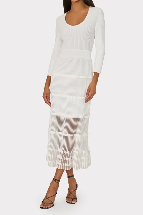 sheer_knit_fit_and_flare__1.webp Jumpsuits & Rompers-MILLY Sheer Knit Fit And Flare Dress Ecru