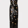 Maxi Dresses-MILLY Shiloh 3D Floral Sequins Dress Black Multi