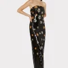 Maxi Dresses-MILLY Shiloh 3D Floral Sequins Dress Black Multi