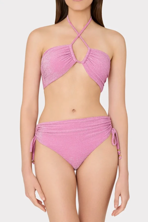 Jumpsuits & Rompers-MILLY Shimmer Halter Bikini Top Pink