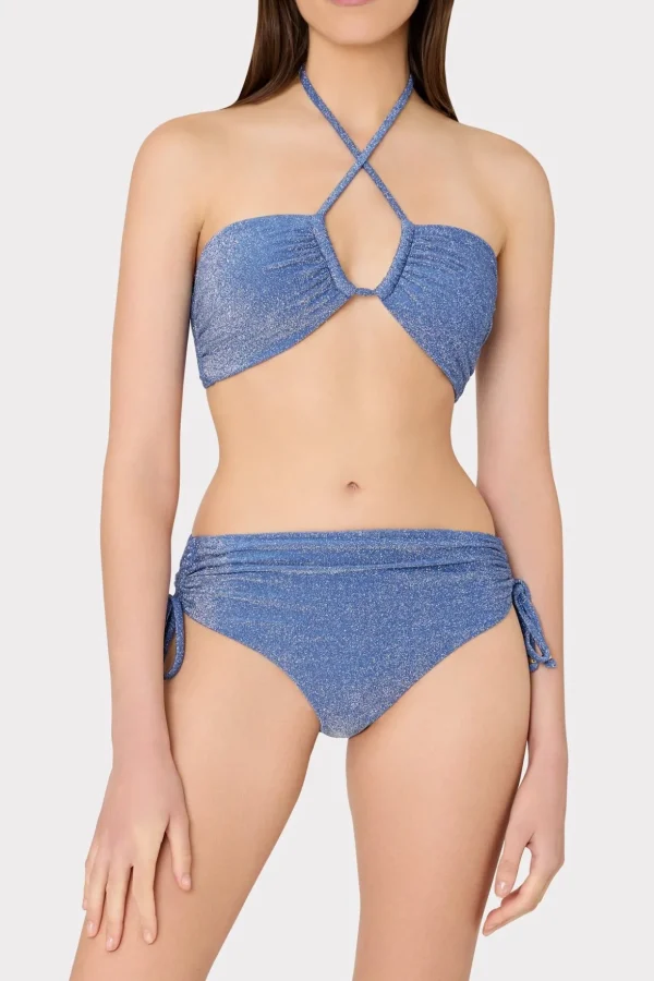 Jumpsuits & Rompers-MILLY Shimmer Halter Bikini Top Blue