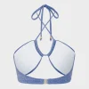 Jumpsuits & Rompers-MILLY Shimmer Halter Bikini Top Blue