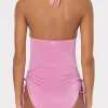 One Piece Swimsuits-MILLY Shimmer Halter One Piece Pink