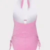 One Piece Swimsuits-MILLY Shimmer Halter One Piece Pink