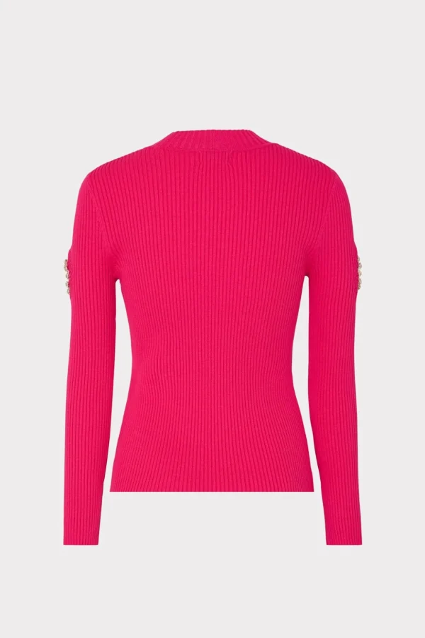 Sweaters & Knits-MILLY Shoulder Cut Out Knit Mock Neck Milly Pink