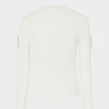 Tops-MILLY Shoulder Cut Out Knit Mock Neck Ecru
