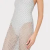 Jumpsuits & Rompers-MILLY Simone Metallic Halter Neck Knit Dress Silver