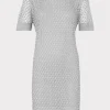 Jumpsuits & Rompers-MILLY Sinclair Metallic Mesh Mini Dress Silver