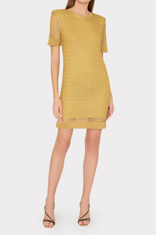 sinclair_metallic_mesh_mi_1-4.webp Knit Dresses-MILLY Sinclair Metallic Mesh Mini Dress Gold