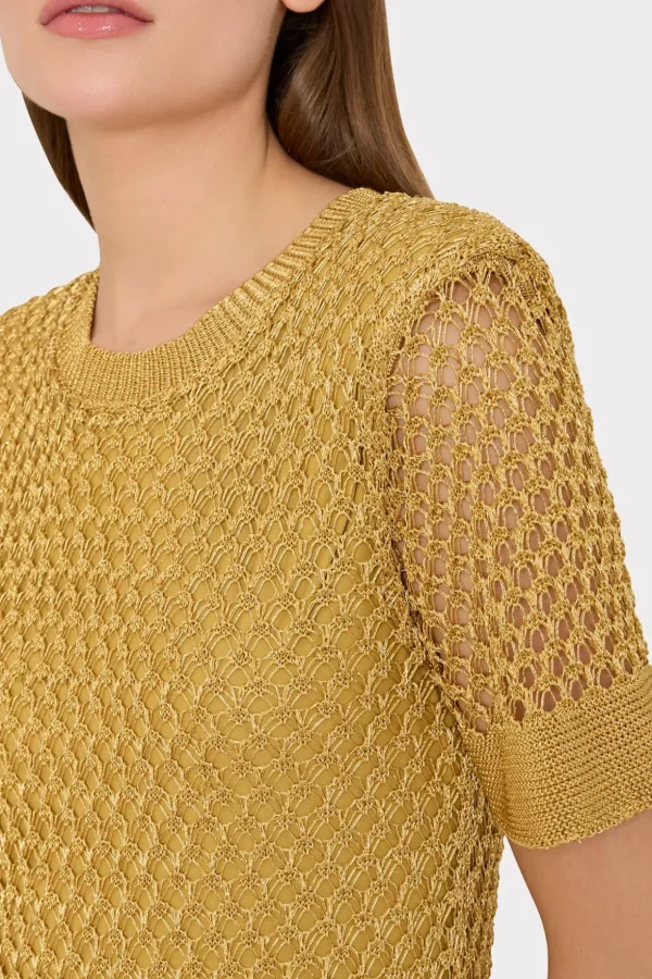 sinclair_metallic_mesh_mi_2-4.webp Knit Dresses-MILLY Sinclair Metallic Mesh Mini Dress Gold
