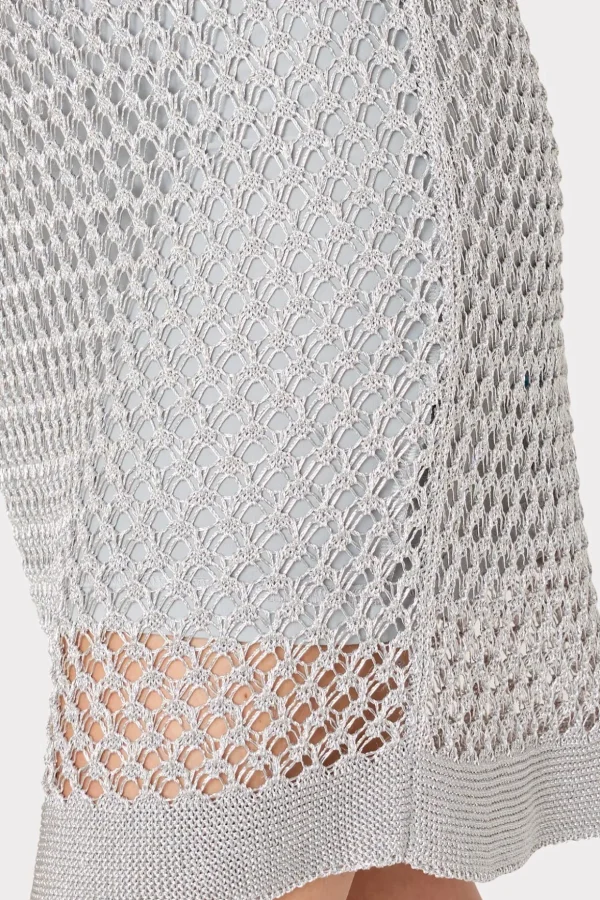 Jumpsuits & Rompers-MILLY Sinclair Metallic Mesh Mini Dress Silver