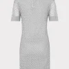 Jumpsuits & Rompers-MILLY Sinclair Metallic Mesh Mini Dress Silver