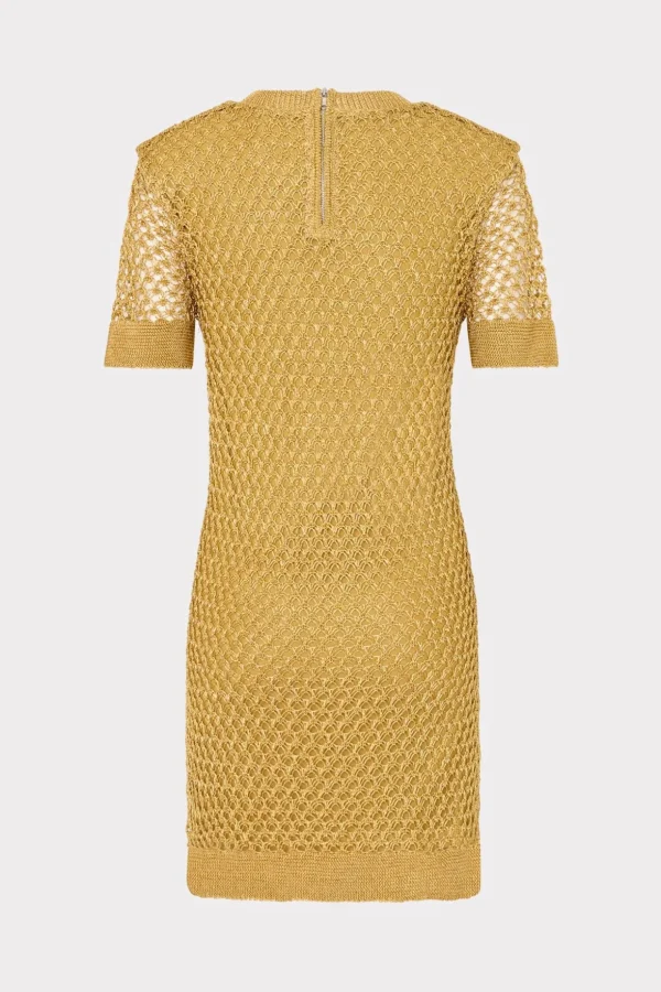 Sweaters & Knits-MILLY Sinclair Metallic Mesh Mini Dress Gold