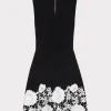 Day Dresses-MILLY Sleeveless Lace Trim Fit And Flare Dress Black/Ecru