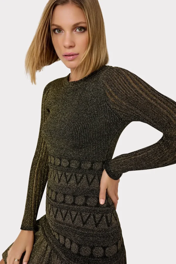 solene_metallic_ruffle_mi_2.webp Sweaters & Knits-MILLY Solene Metallic Ruffle Mini Dress Gold