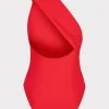 Jumpsuits & Rompers-MILLY Solid Carvico Vita One Shoulder One Piece Red