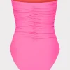 One Piece Swimsuits-MILLY Solid Carvico Vita Ruched One Piece Pink