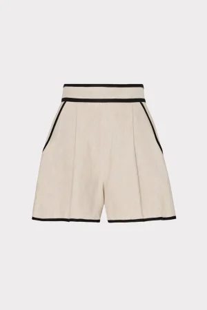 Matching Sets-MILLY Solid Linen Shorts Natural