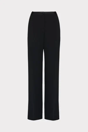 Matching Sets-MILLY Soren Low-Rise Hammered Satin Pants Black