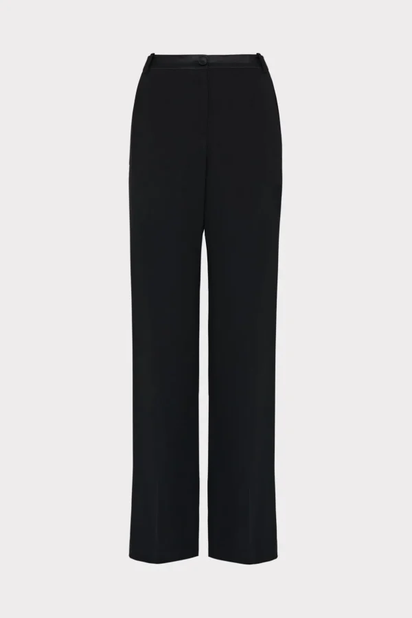 Pants-MILLY Soren Low-Rise Hammered Satin Pants Black