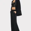 Pants-MILLY Soren Low-Rise Hammered Satin Pants Black
