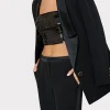 Pants-MILLY Soren Low-Rise Hammered Satin Pants Black