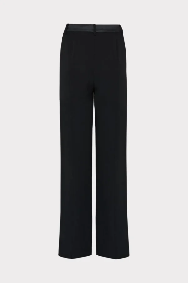 Pants-MILLY Soren Low-Rise Hammered Satin Pants Black