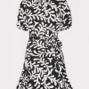Mini Dresses-MILLY Spanish Vine Poplin Mini Dress Black/White