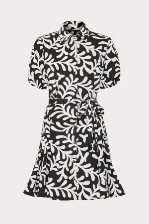 spanish_vine_poplin_mini__0-3.webp Mini Dresses-MILLY Spanish Vine Poplin Mini Dress Black/White