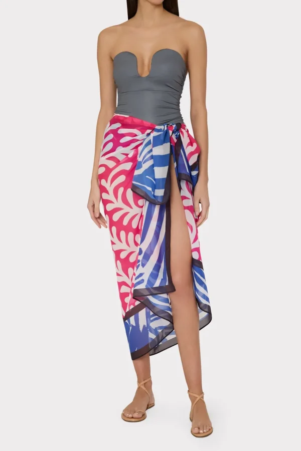 Cover-Ups-MILLY Spanish Vine Zebra Sarong Multi