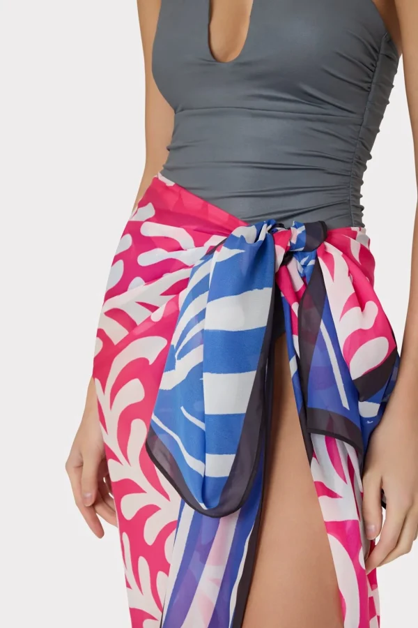 Cover-Ups-MILLY Spanish Vine Zebra Sarong Multi