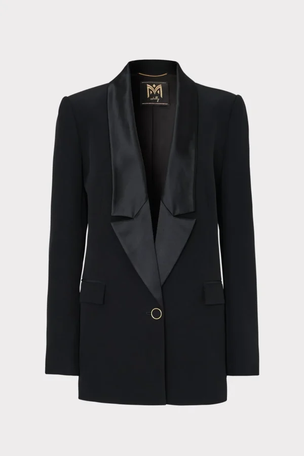 stacy_hammered_satin_blaz_0.webp Coats & Jackets-MILLY Stacy Hammered Satin Blazer Black