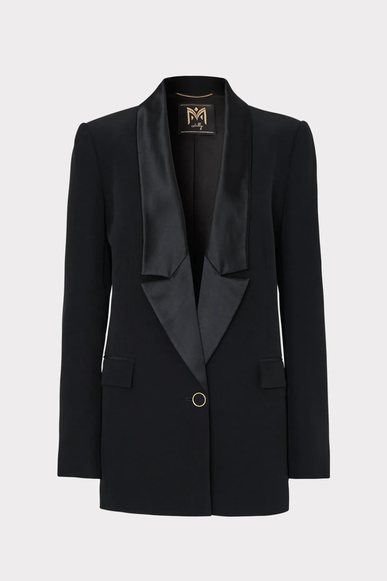 stacy_hammered_satin_blaz_0.webp Coats & Jackets-MILLY Stacy Hammered Satin Blazer Black