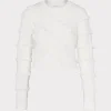 Sweaters & Knits-MILLY Striped Fringe Sweater Ecru