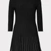 Knit Dresses-MILLY Tabitha Sheer Godet Mini Dress Black