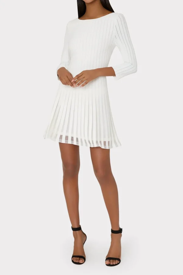 tabitha_sheer_godet_mini__1-3.webp Sweaters & Knits-MILLY Tabitha Sheer Godet Mini Dress Ecru