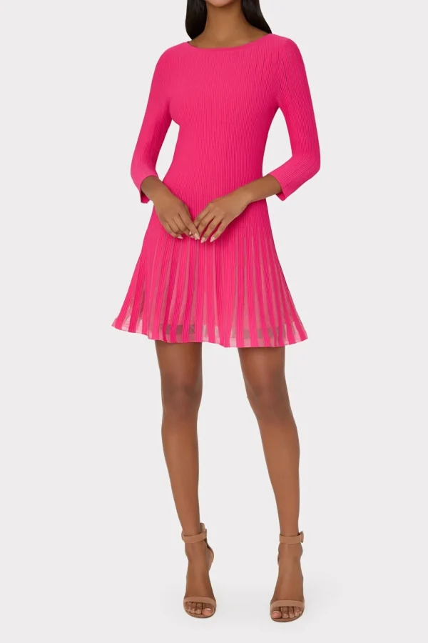 tabitha_sheer_godet_mini__1-4.webp Sweaters & Knits-MILLY Tabitha Sheer Godet Mini Dress Milly Pink