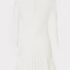 White Dresses-MILLY Tabitha Sheer Godet Mini Dress Ecru