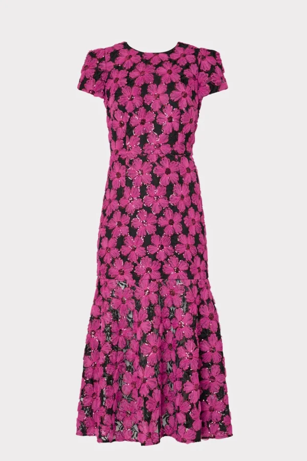Jumpsuits & Rompers-MILLY Tahlia Tulle Embroidery Dress Pink/Black