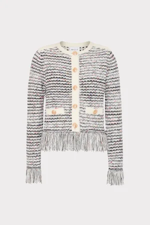 textured_fringe_cardigan__0-3.webp Matching Sets-MILLY Textured Fringe Cardigan Jacket Ecru Multi