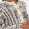 Jumpsuits & Rompers-MILLY Textured Fringe Cardigan Jacket Ecru Multi