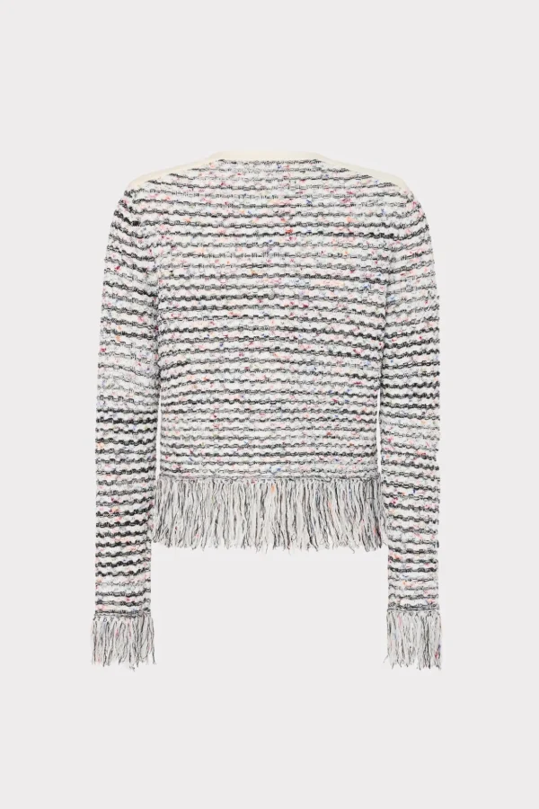 textured_fringe_cardigan__3-3.webp Matching Sets-MILLY Textured Fringe Cardigan Jacket Ecru Multi
