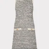 Cocktail Dresses-MILLY Textured Fringe Knit Mini Dress Ecru Multi